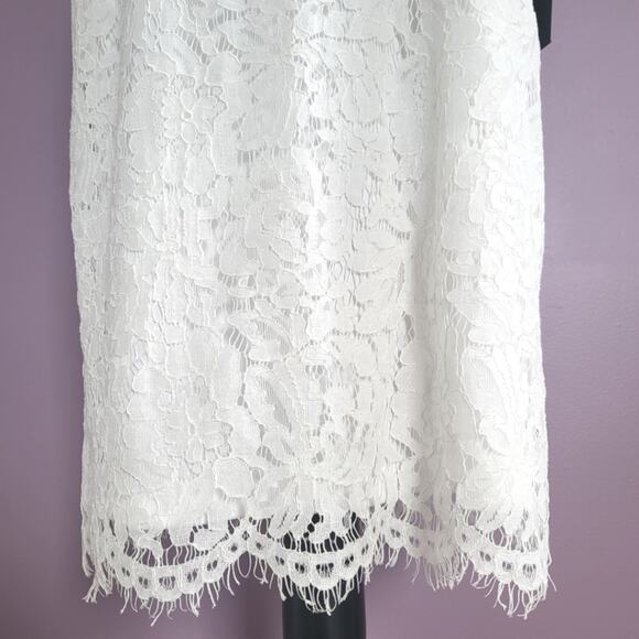 NWT Lulus Devotion White Lace Scalloped Layered Short Sleeve Formal Dress - Picture 6 of 16